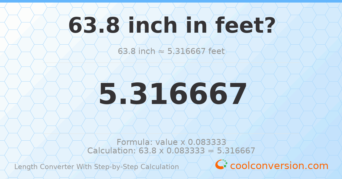 63.8 inches = 5.31667 feet