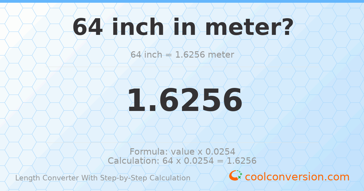 64 inches = 1.6256 meters