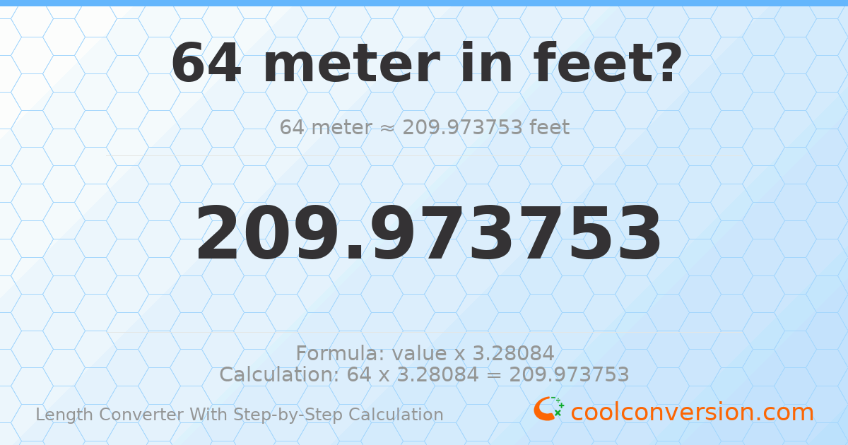 64 meters = 209.974 feet