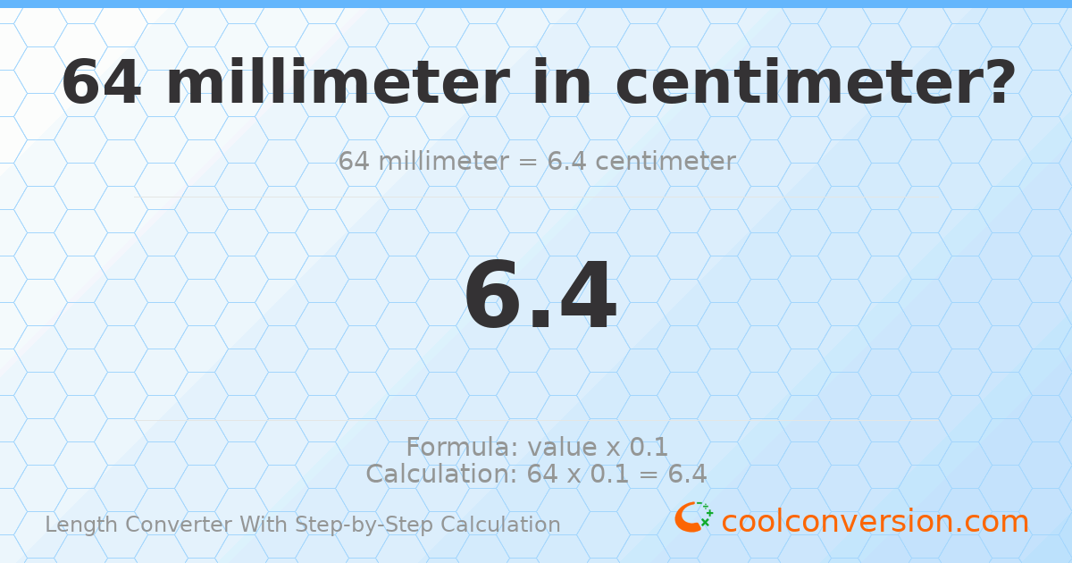 64 millimeters = 6.4 centimeters