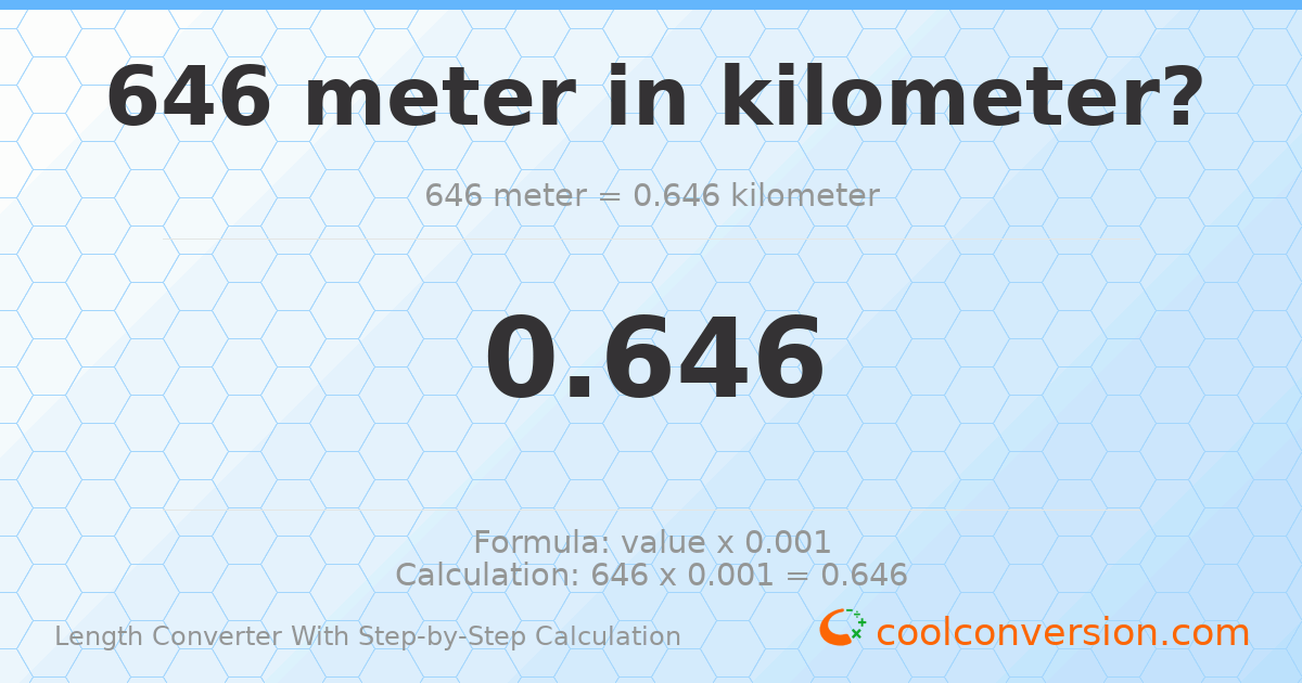 646 meters = 0.646 kilometers
