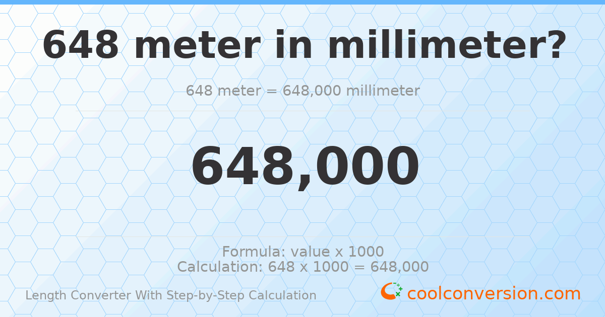 648 meters = 648000 millimeters