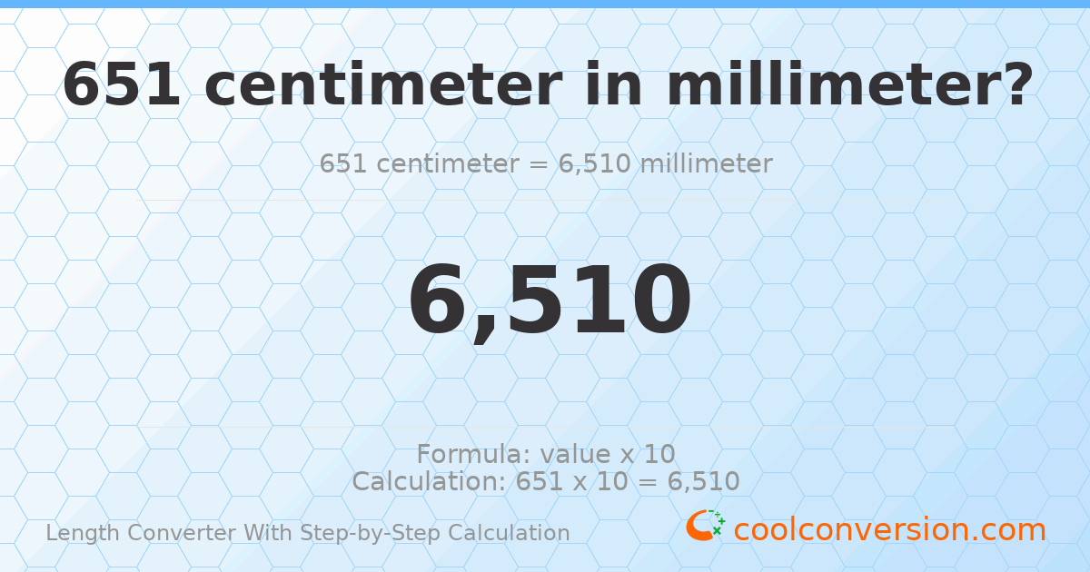 651 centimeters = 6510 millimeters