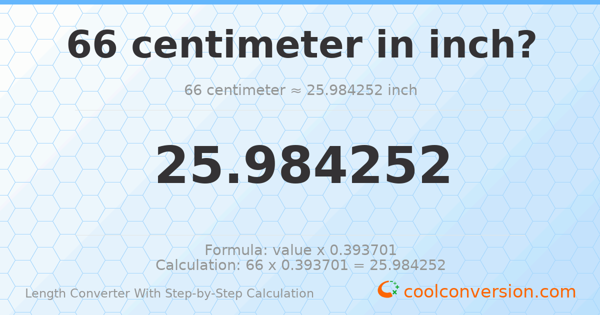 66 centimeters = 25.9843 inches