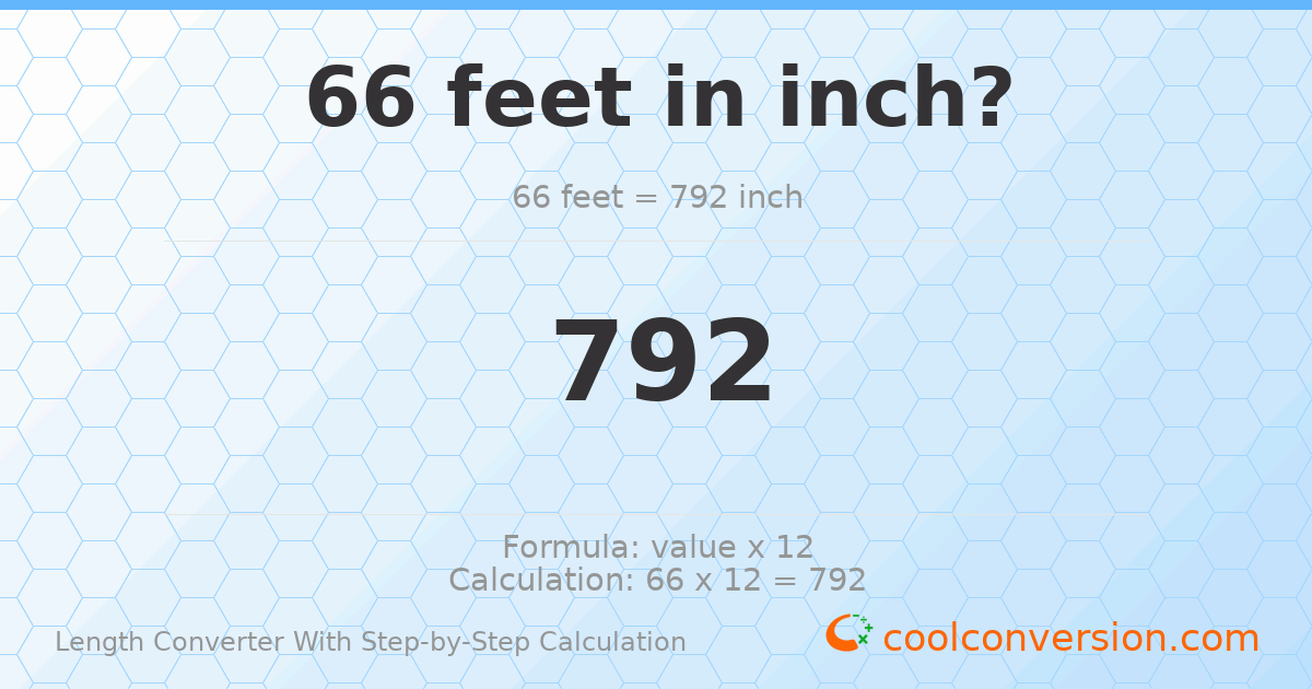 66 feet = 792 inches
