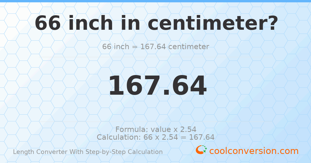 66 inches = 167.64 centimeters