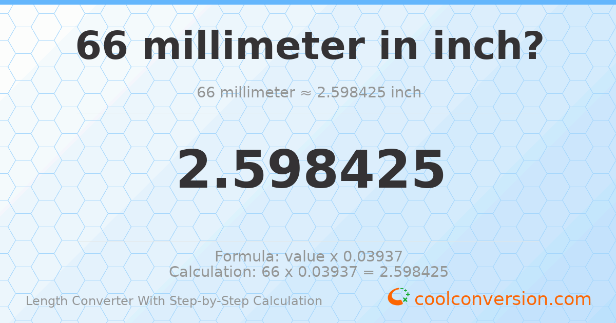 66 millimeters = 2.59843 inches