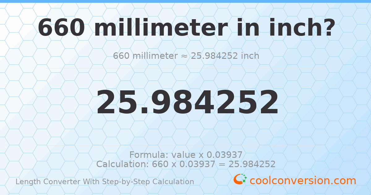 660 millimeters = 25.9843 inches