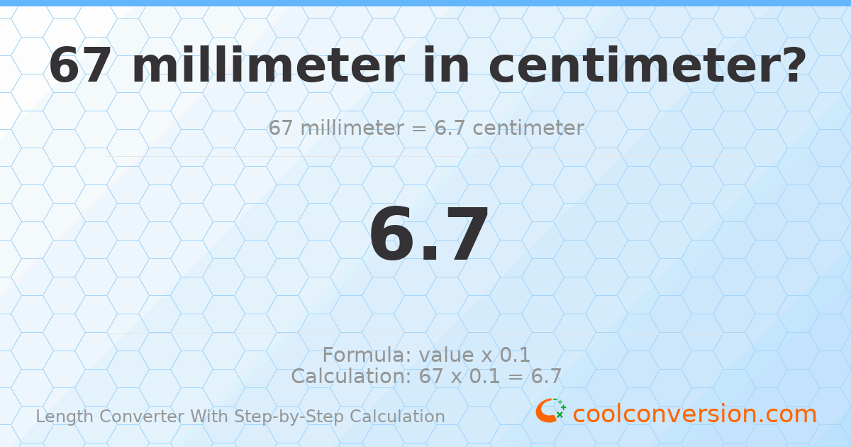 67 millimeters = 6.7 centimeters