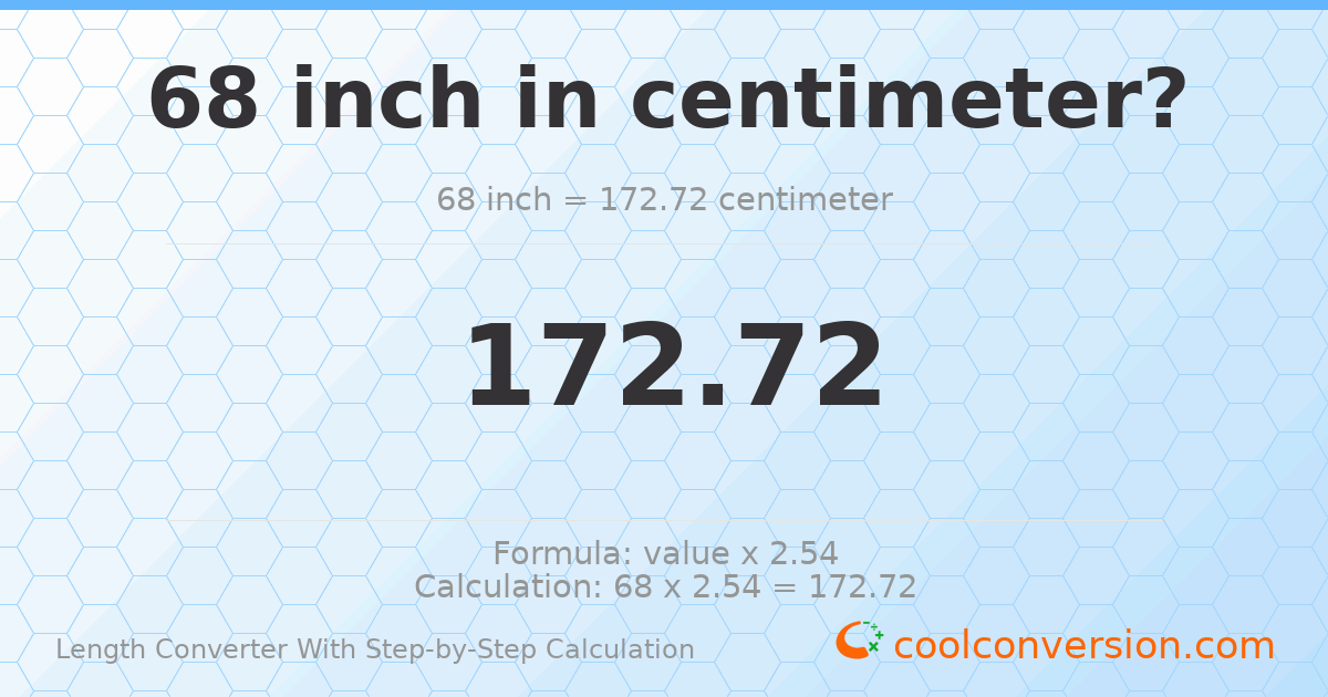 68 inches = 172.72 centimeters