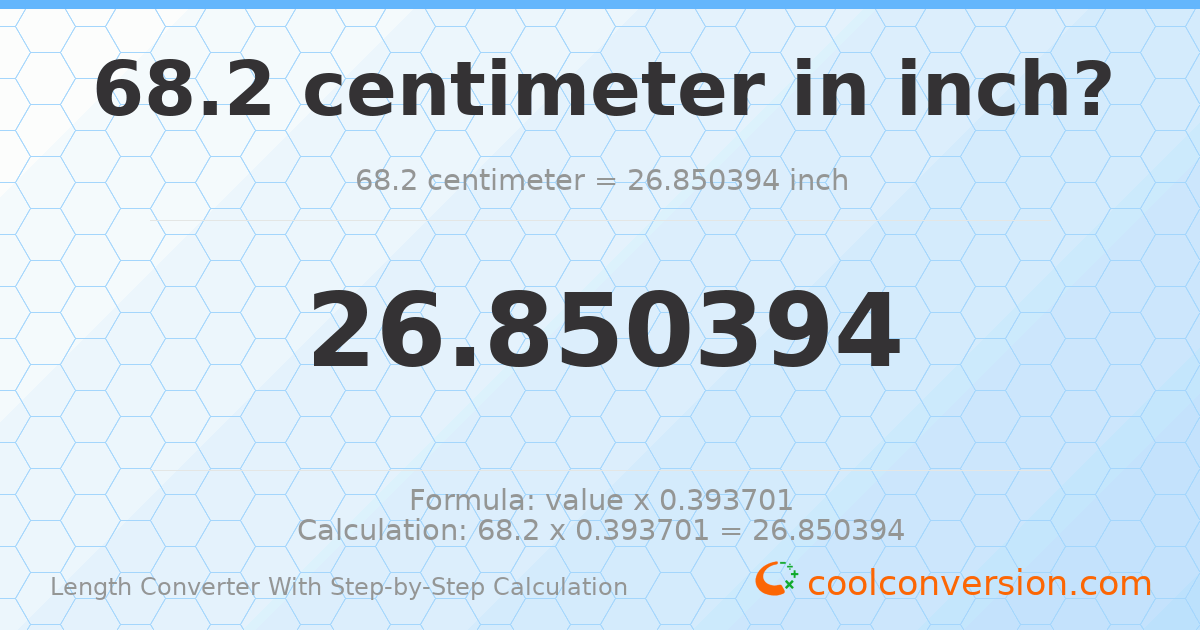 68.2 centimeters = 26.8504 inches