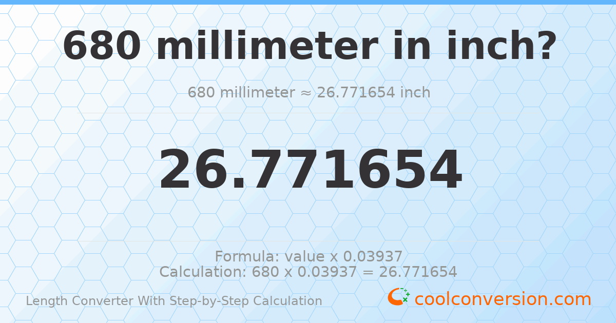 680 millimeters = 26.7717 inches
