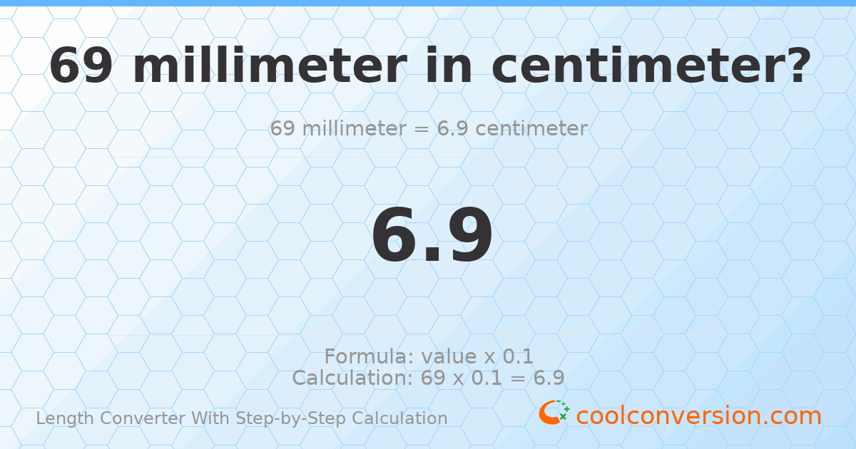 69 millimeters = 6.9 centimeters