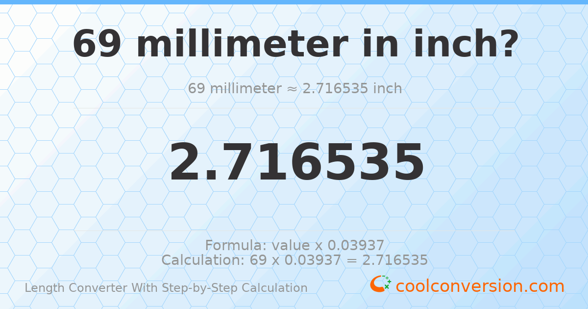 69 millimeters = 2.71654 inches