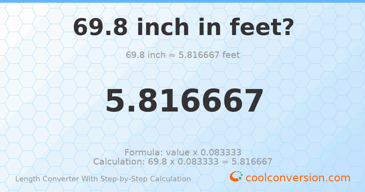 69.8 inches = 5.81667 feet