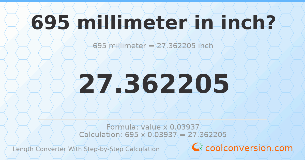 695 millimeters = 27.3622 inches