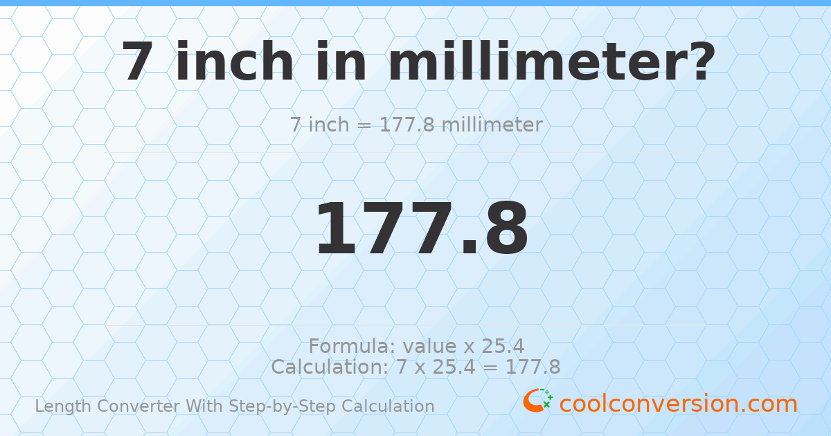 7 inches = 177.8 millimeters