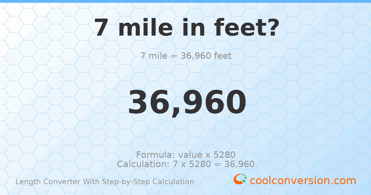 7 miles = 36960 feet