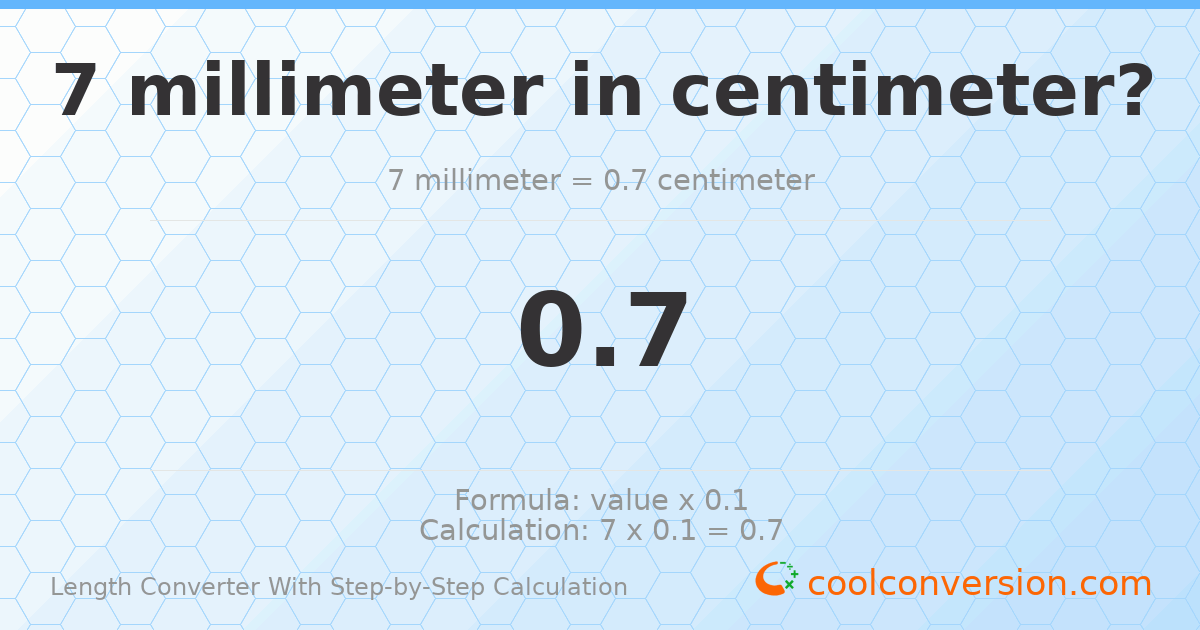 7 millimeters = 0.7 centimeters