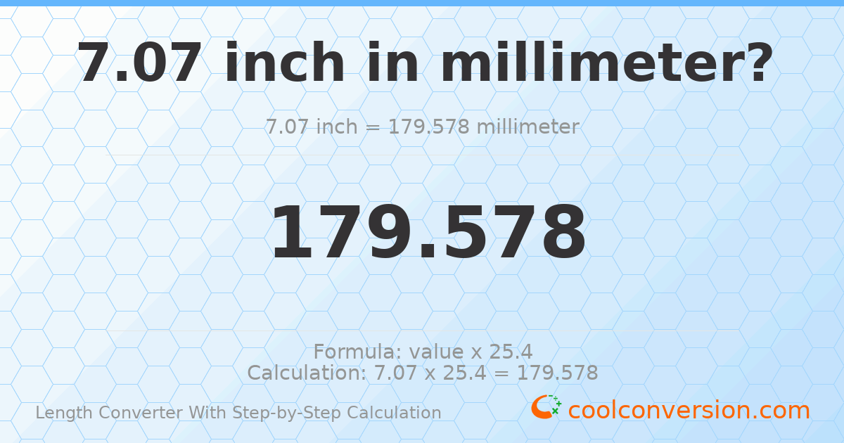 7.07 inches = 179.578 millimeters