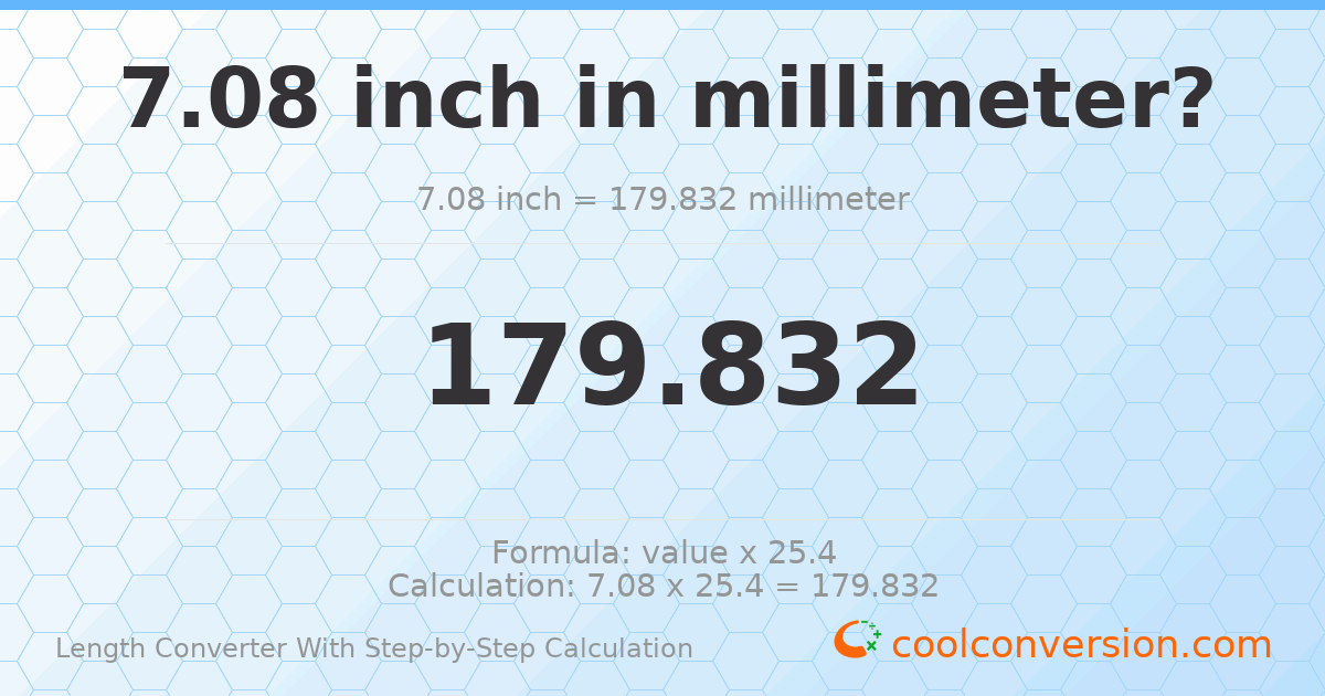 7.08 inches = 179.832 millimeters