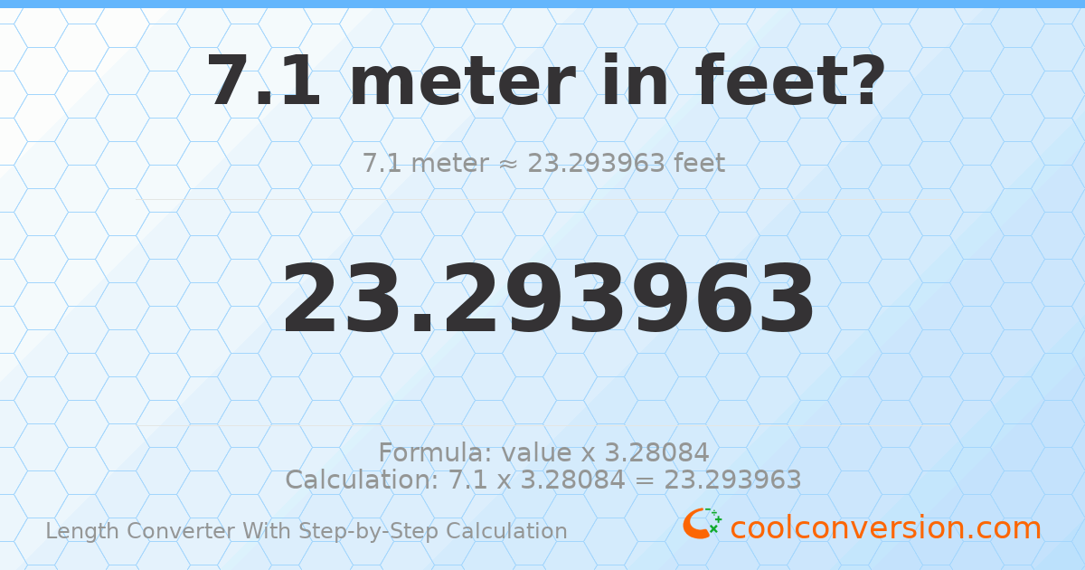 7.1 meters = 23.294 feet