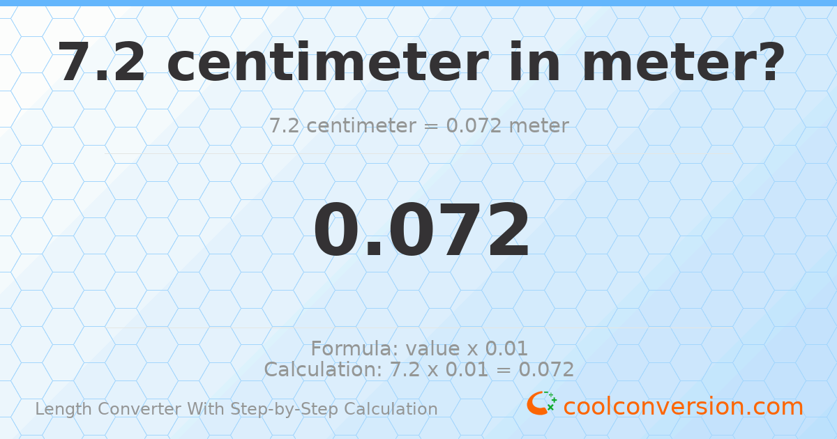 7.2 centimeters = 0.072 meters