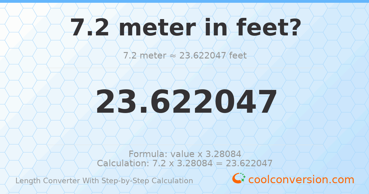 7.2 meters = 23.622 feet