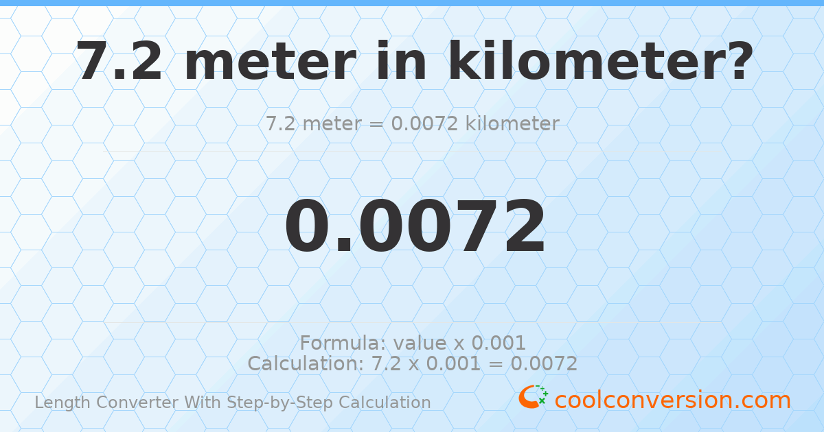 7.2 meters = 0.0072 kilometers