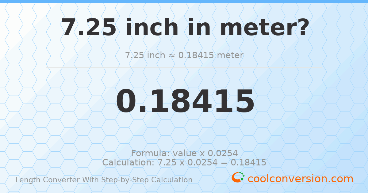 7.25 inches = 0.18415 meters