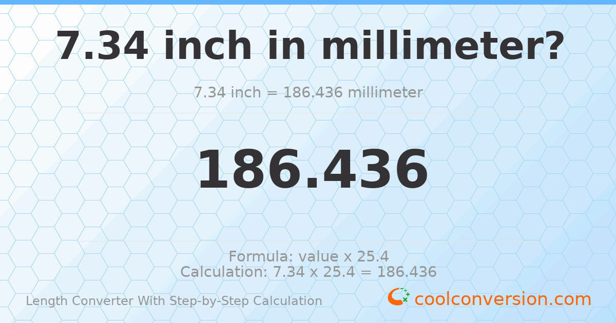 7.34 inches = 186.436 millimeters