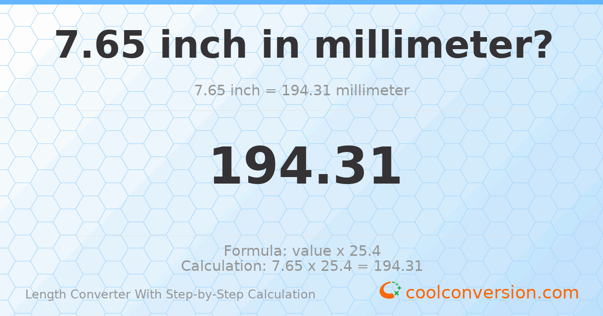 7.65 inches = 194.31 millimeters