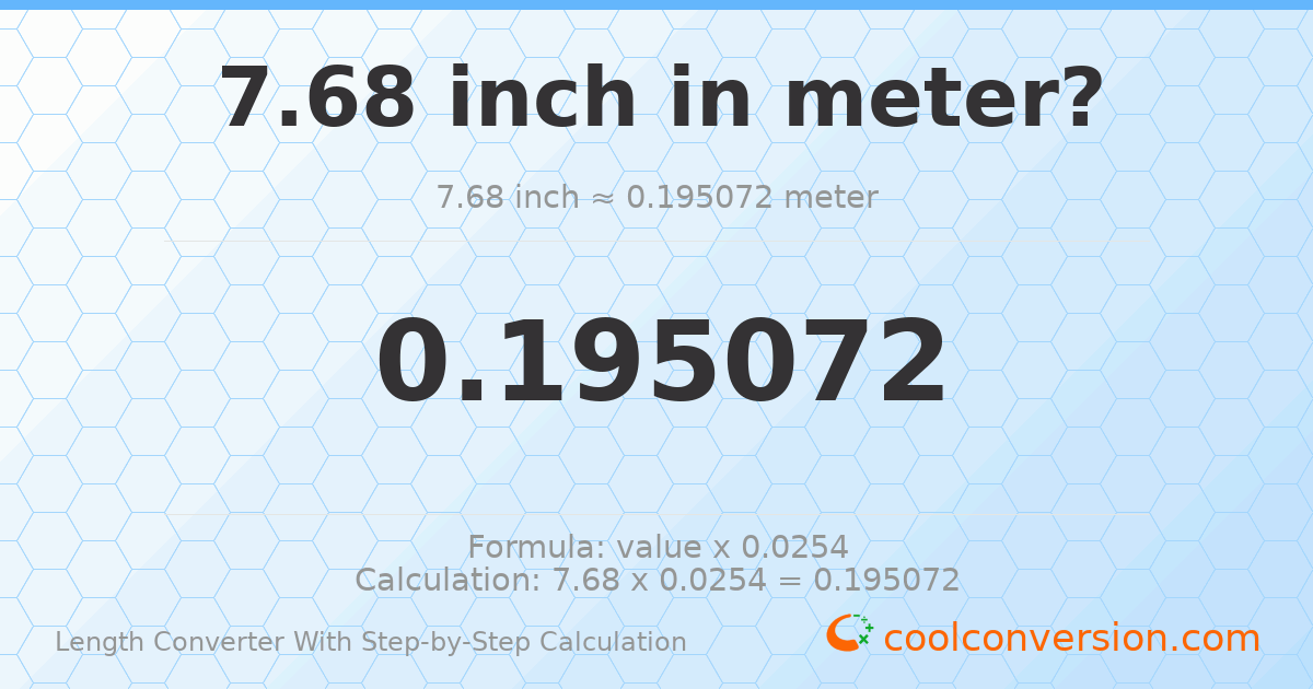 7.68 inches = 0.195072 meters