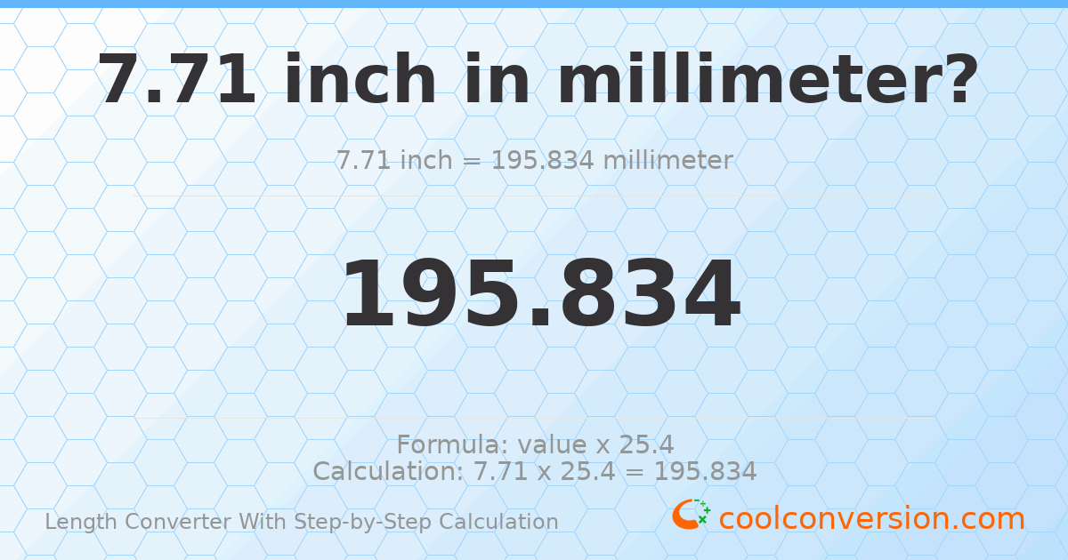 7.71 inches = 195.834 millimeters