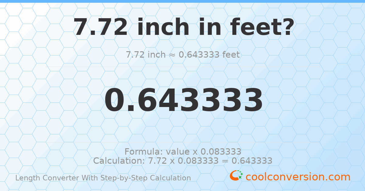 7.72 inches = 0.643333 feet