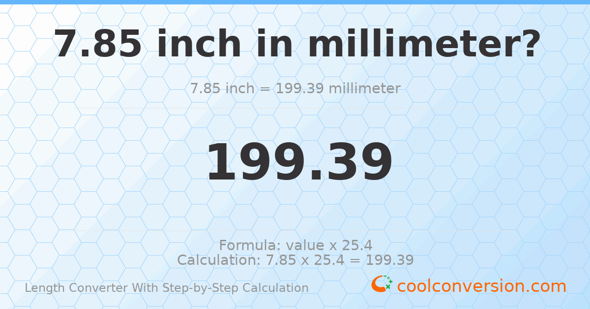 7.85 inches = 199.39 millimeters