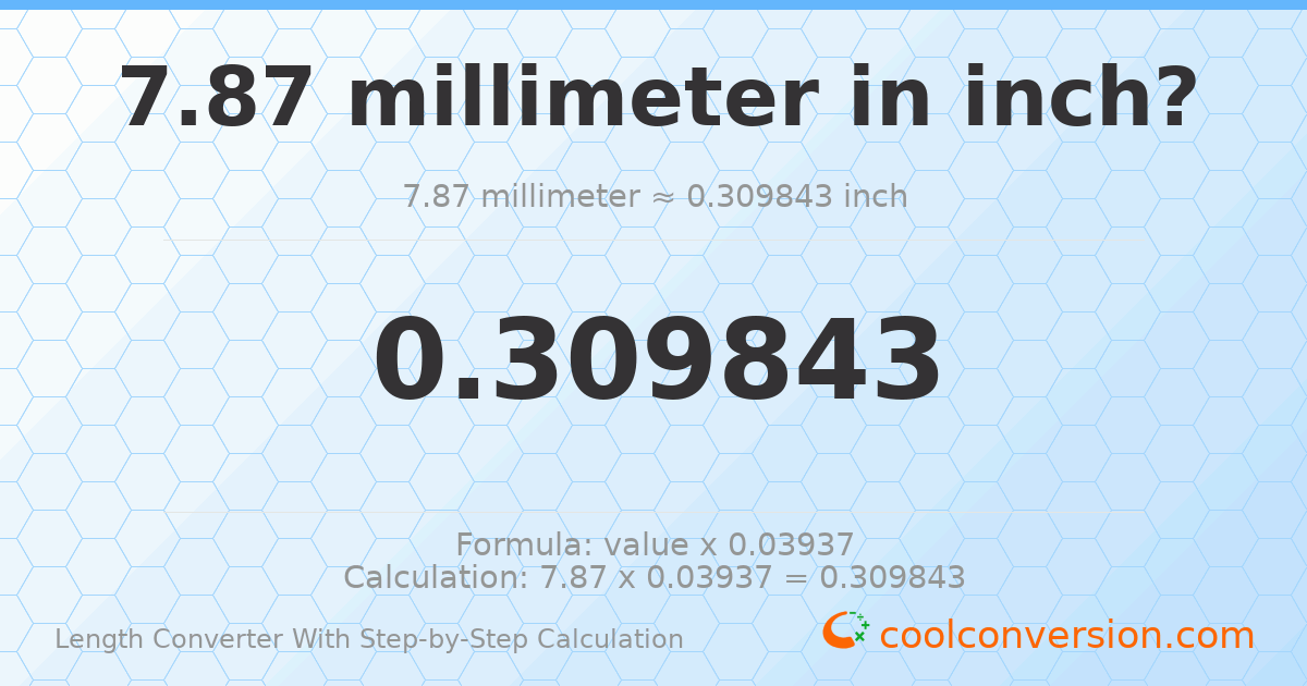 7.87 millimeters = 0.309843 inches