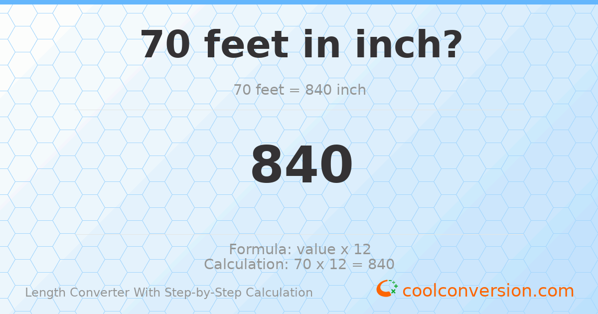 70 feet = 840 inches