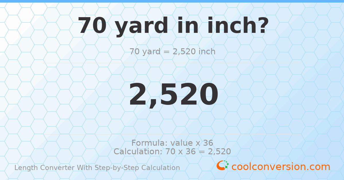 70 yards = 2520 inches