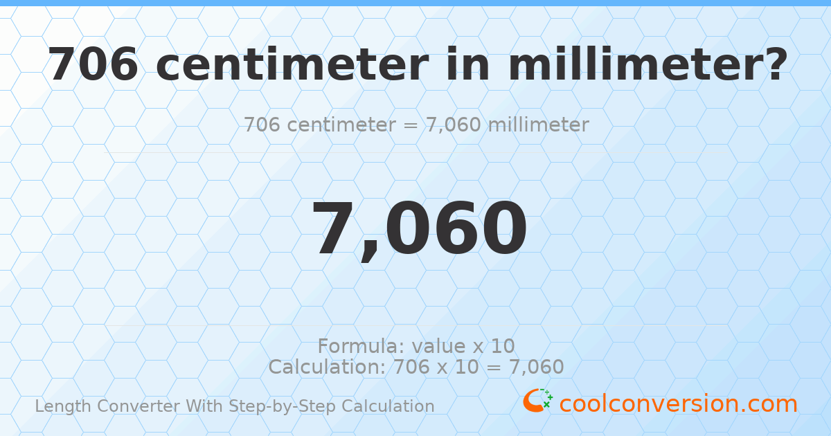 706 centimeters = 7060 millimeters