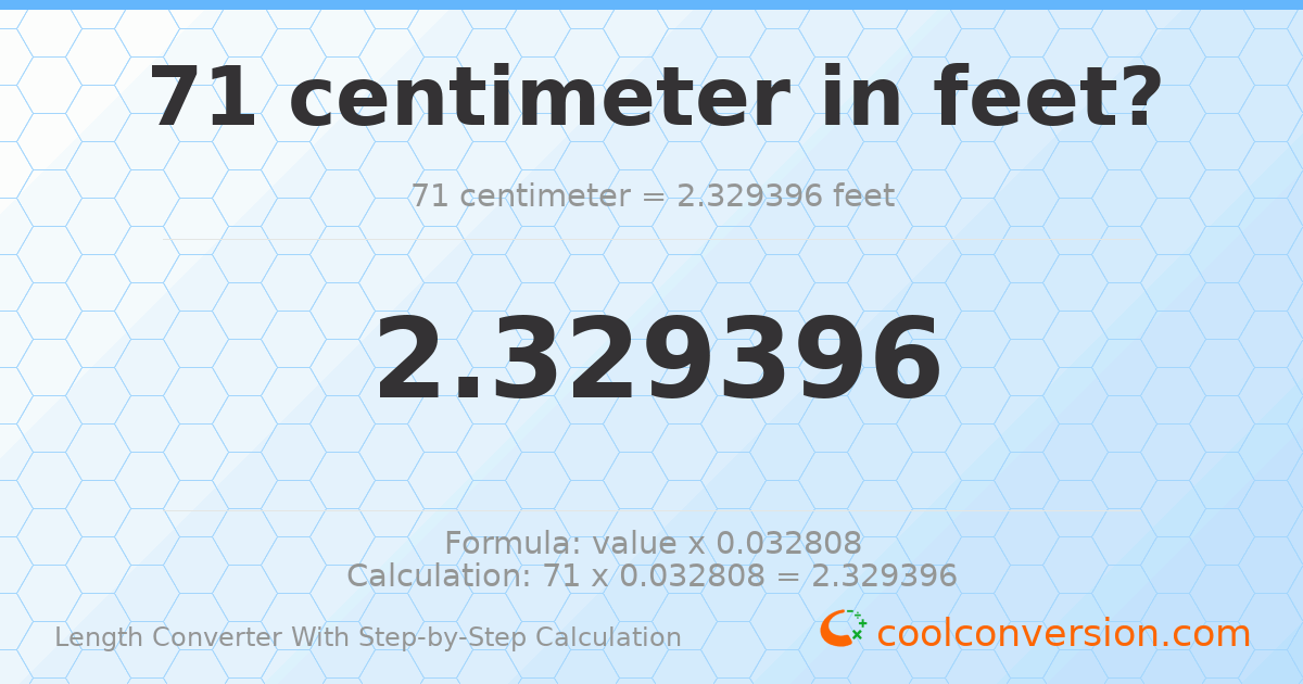 71 centimeters = 2.3294 feet