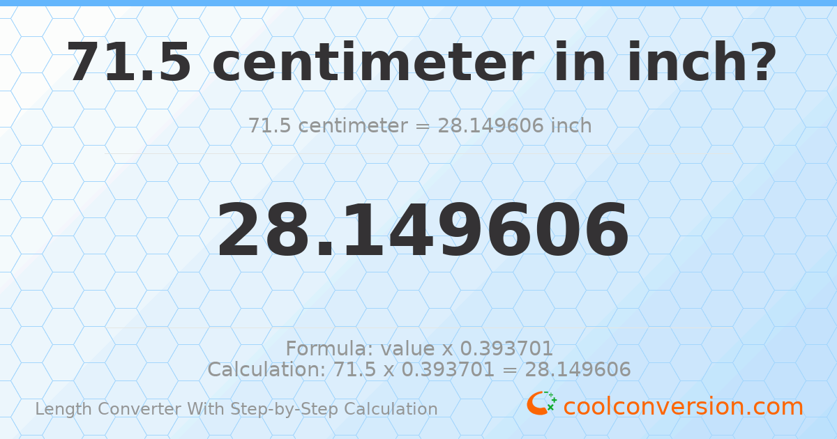 71.5 centimeters = 28.1496 inches