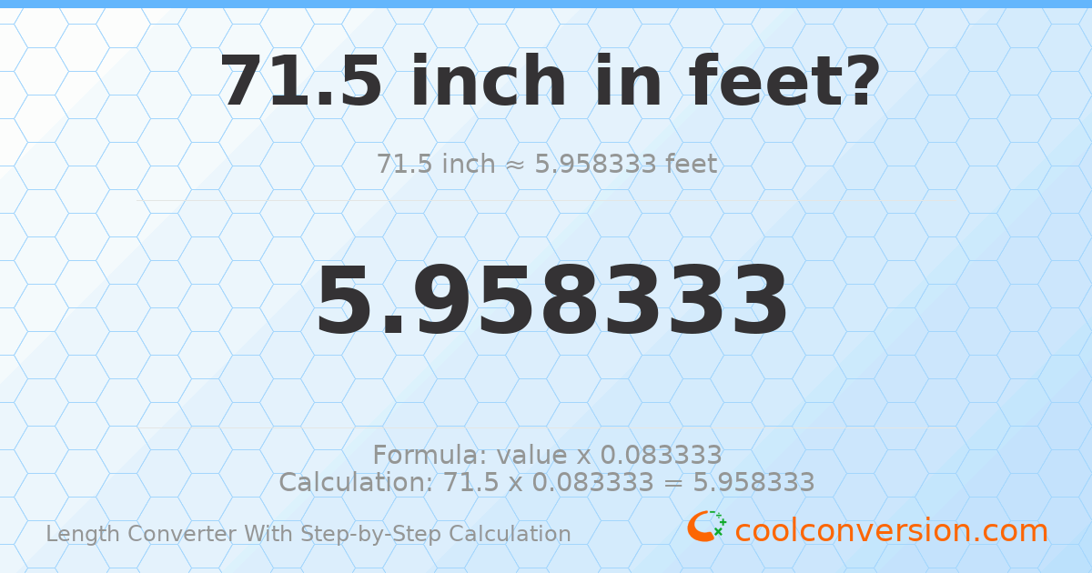 71.5 inches = 5.95833 feet