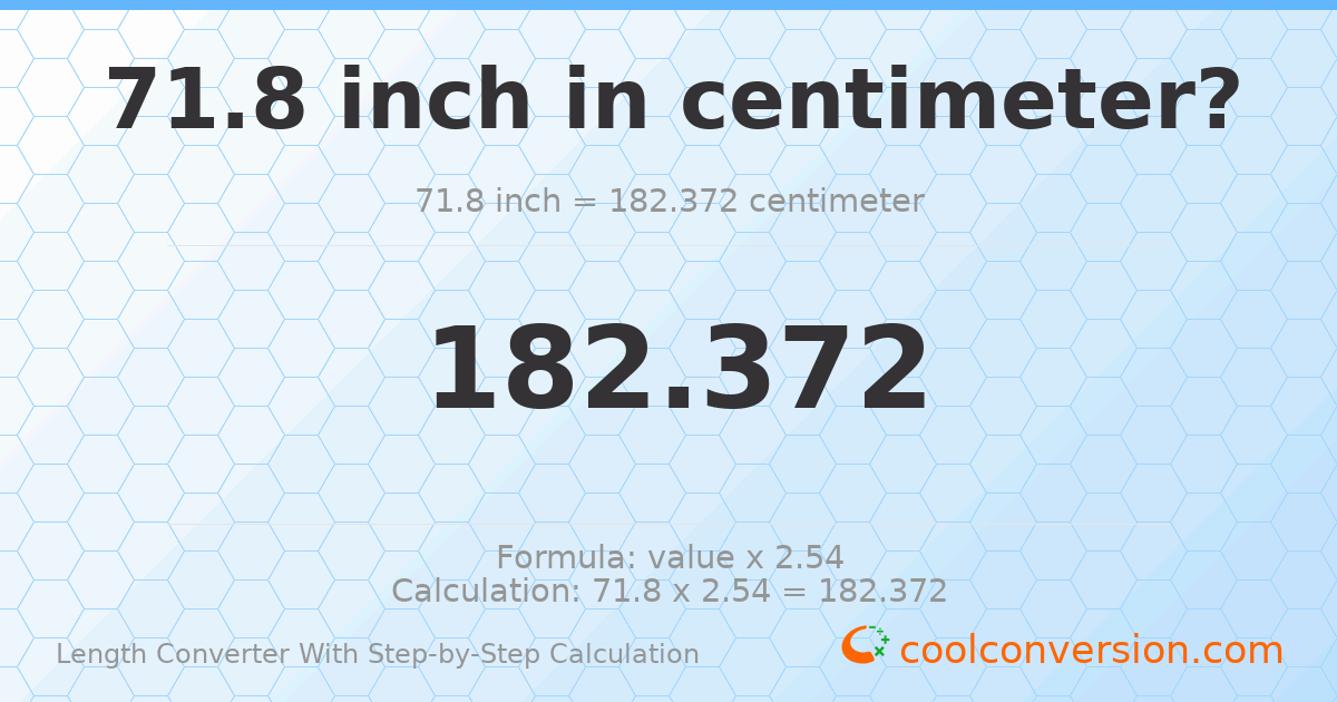71.8 inches = 182.372 centimeters