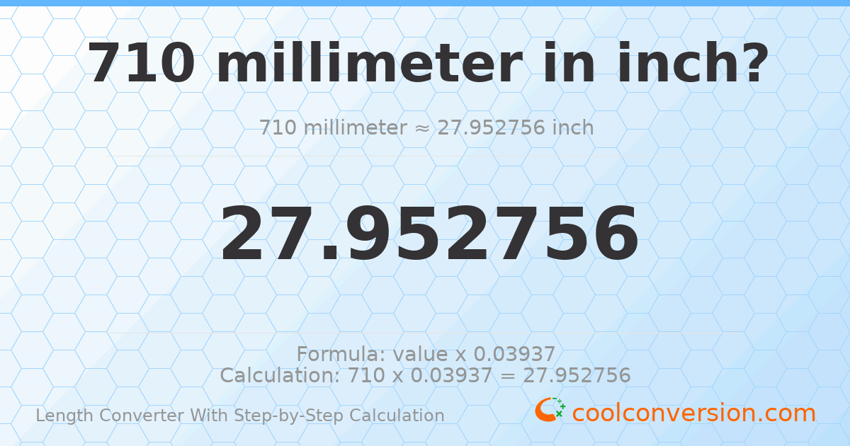 710 millimeters = 27.9528 inches