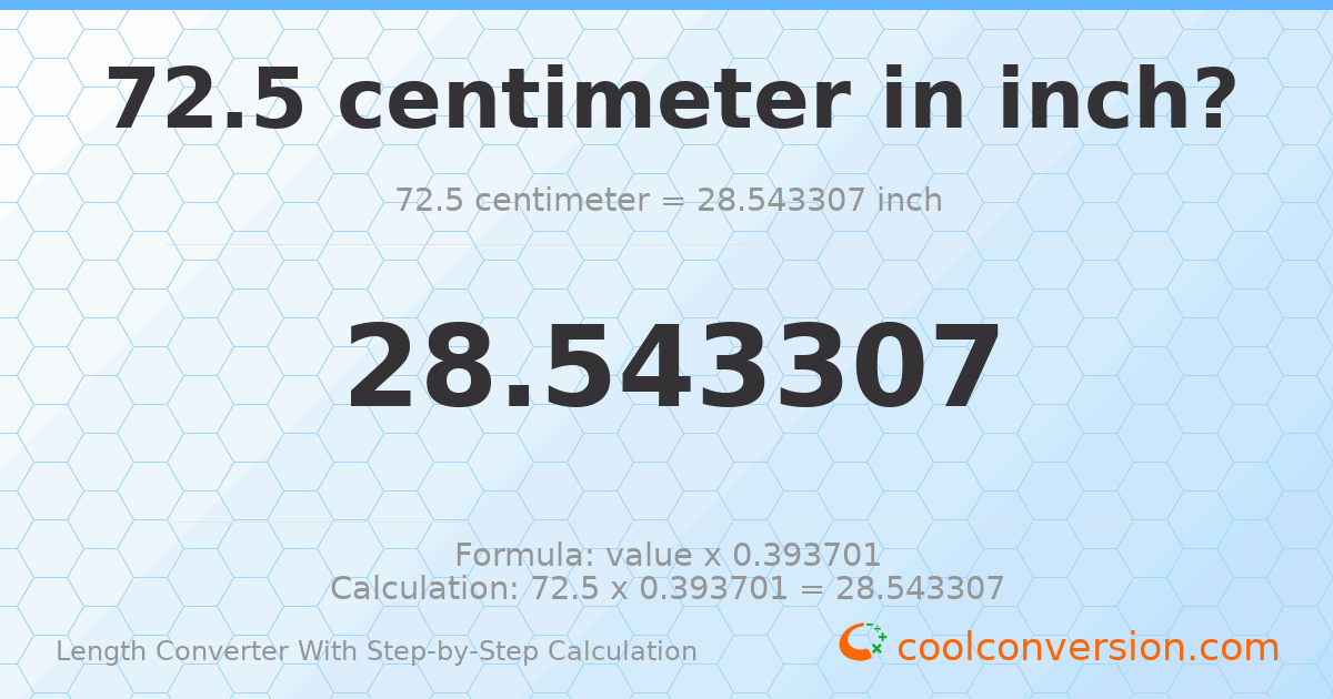 72.5 centimeters = 28.5433 inches