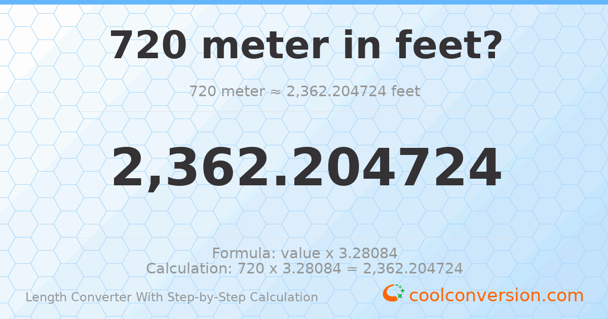 720 meters = 2362.2 feet