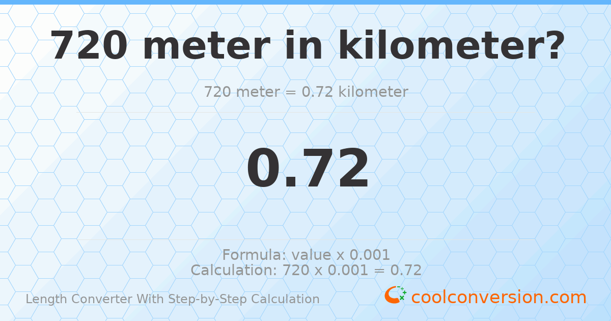 720 meters = 0.72 kilometers