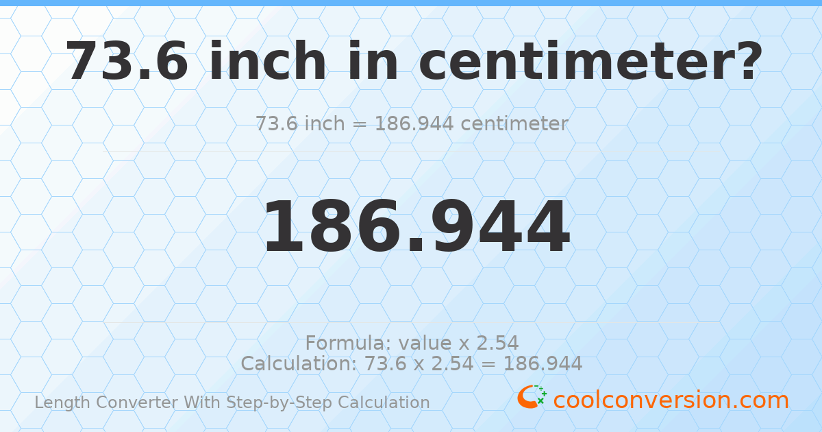 73.6 inches = 186.944 centimeters