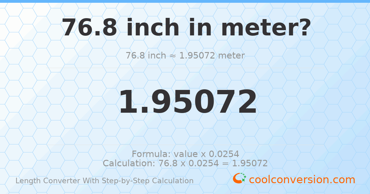 76.8 inches = 1.95072 meters